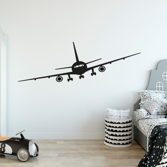 vliegtuig-muursticker-boeing-747-kinderkamer-wit-zwart-kleur-goedkoop-dubbeldekker