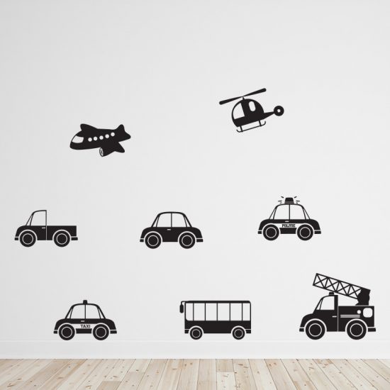 muursticker-voertuigen-autos-vliegtuigen-helicopter-jeep