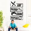 muursticker gaming room gamer eat sleep game repeat playstation
