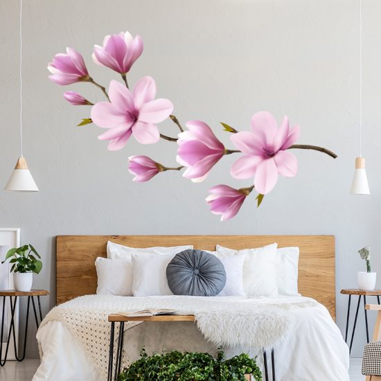 muursticker magnolia kersenbloessem bloemen tak