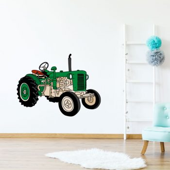 oude tractor muursticker kinderkamer