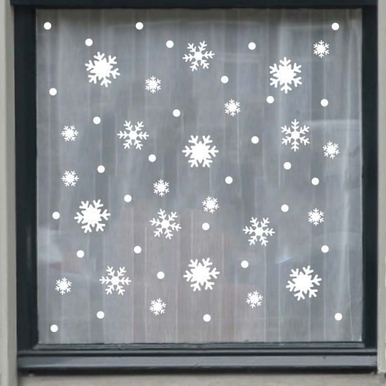 raamstickers kerst wit sneeuwvlokken raamdecoratie herbruikbaar