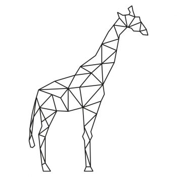 muursticker giraffe origami zwart lijnen gappig