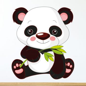 muursticker panda kinderkamer babykamer vrolijk beer