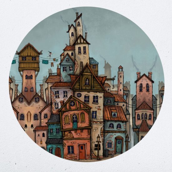 muurcirkel lance schmale fantasie stad kleurrijk kinderkamer speels ideeen