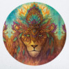 muurcirkel muursticker muurdecoratie woonkamer yoga namaste leeuw lion psychedelisch