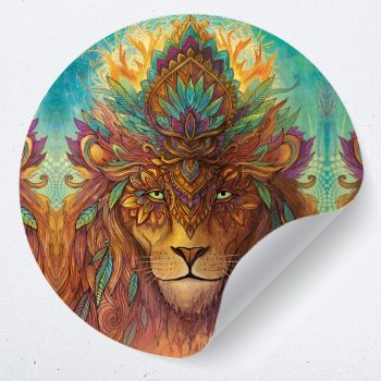 muurcirkel muursticker muurdecoratie woonkamer yoga namaste leeuw lion psychedelisch1
