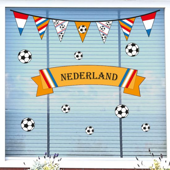 ek raamsticker oranje set nederland voetbal raamdecoratie koningsdag wk